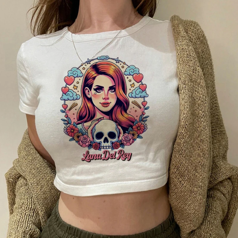 Crop Top Lana Del Rey Ldr Sailing Graphics T Shirt Cropped Harajuku Women Vintage Short-Sleeve T-Shirt Streetwear Female Tshirt