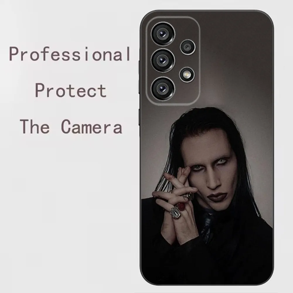 Capa de telefone cantor m-marilyn manson para samsung galaxy a91, a80, a73, a72, a71, a53a52, a32, a31a22, a21s, a20, capa preta