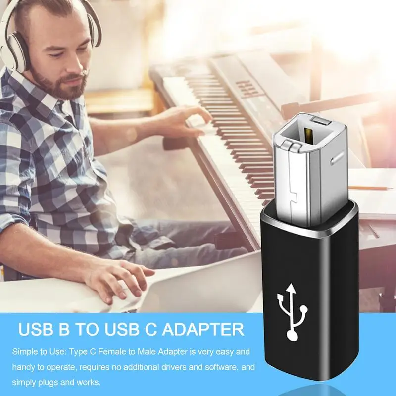 USB 타입 C-USB B 어댑터 암-수 커넥터, 스캐너 프린터 데이터 전송 MIDI 변환기, 일렉트릭 피아노 오르간용