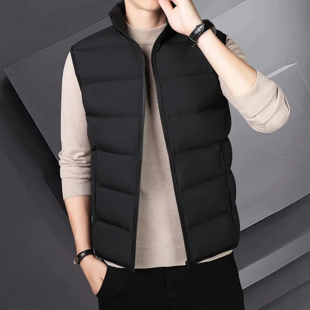 

Men's autumn and winter vest, sleeveless down cotton warm stand-up collar, Korean-style cool waistcoat, men's vest jacket trend