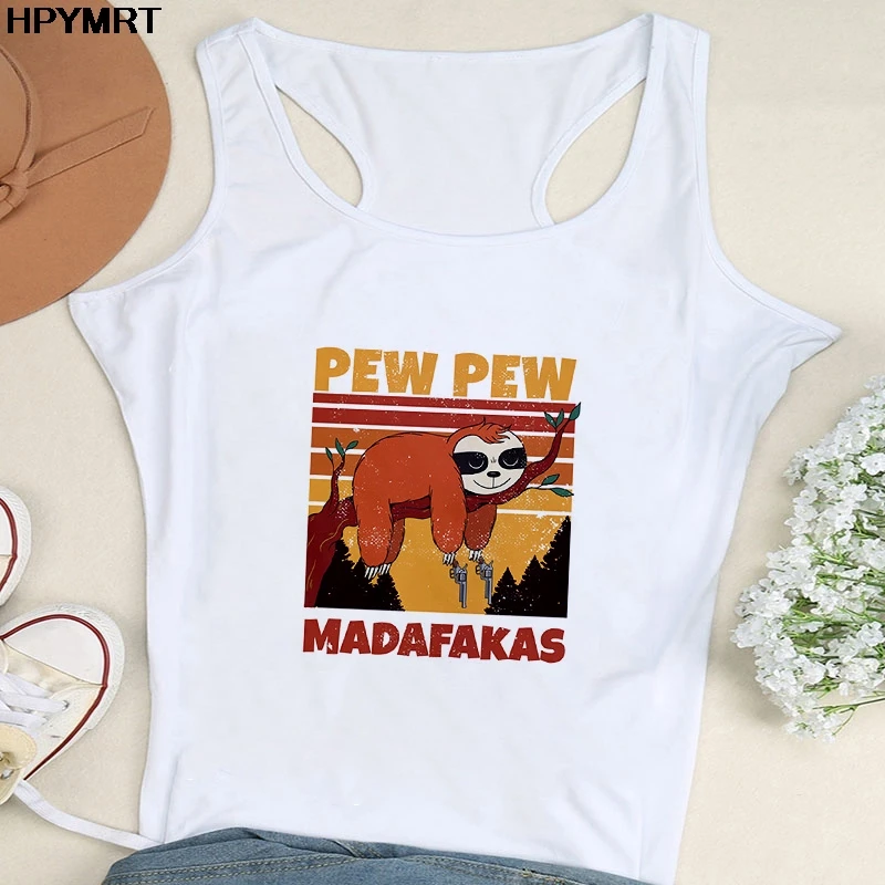 Camisole Sexy Vest Tank Tops 2021 Murderous Black Cat With Gun Funny Pew Pew Madafakas Print Women Sleeveless T-Shirt Female Top