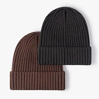 100% cotton winter hats for women and men unisex solid color knitting beanies autumn winter caps for women skullies - Image 2