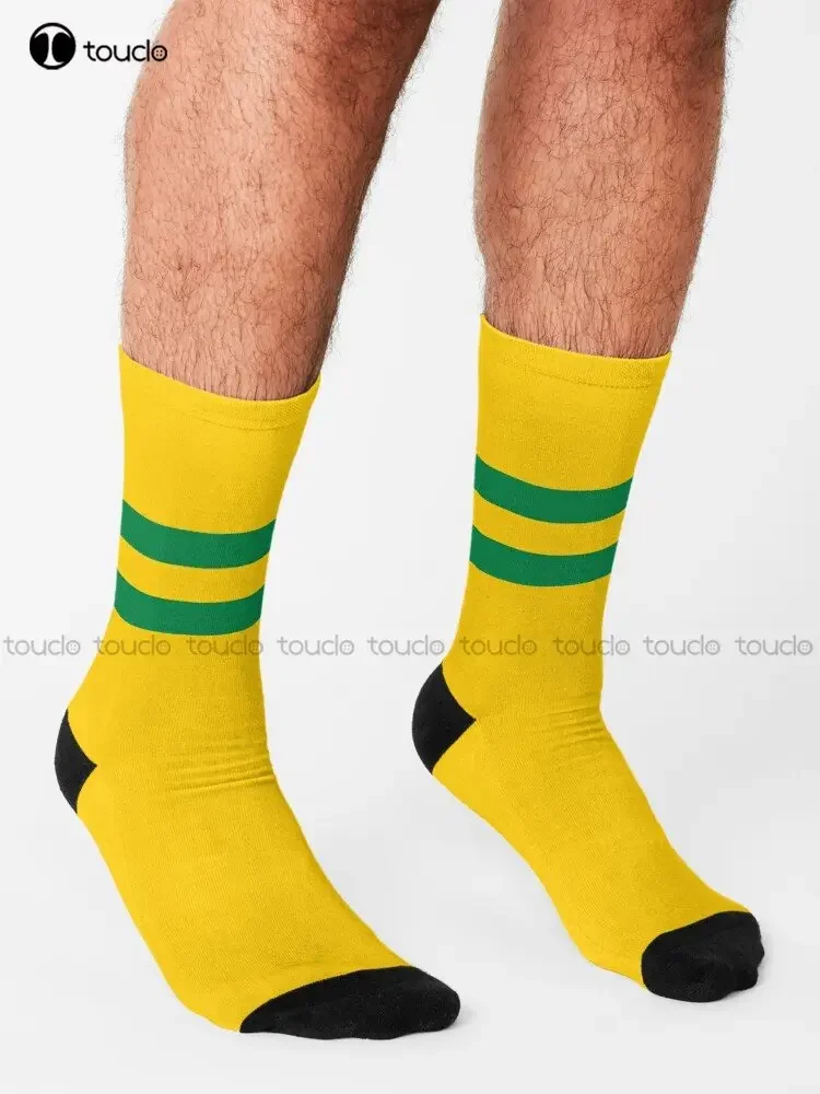 City Yellow & Green Colours Bar Design England Design Football Soccer Socks Womens White Socks Christmas Gift Colorful Cartoon