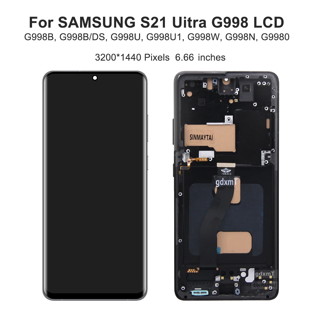 S21 Ultra For Samsung Tested S21 Ultra 5G G998B G998U G998W LCD Display Touch Screen Digitizer Assembly Replacement