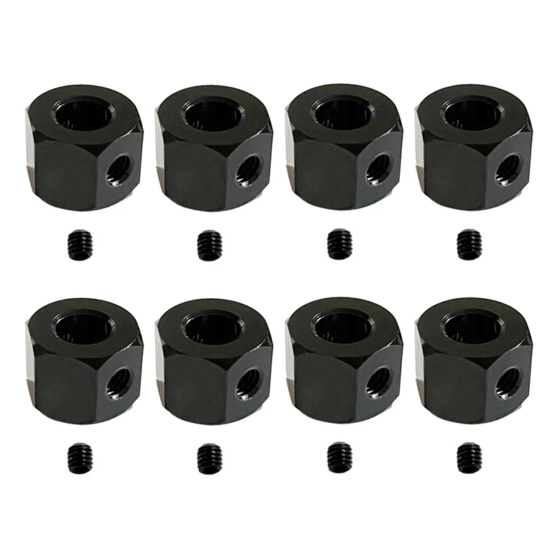 12PCS 5Mm To 12Mm Metal Combiner Wheel Hub Hex Adapter For WPL D12 C14 C24 B14 B16 MN D90 D91 RC Car Upgrade Parts,Black