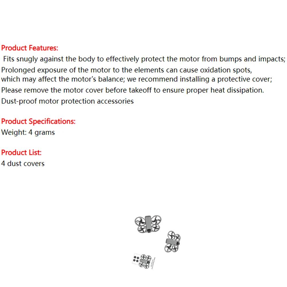 

4 Pieces Motor Cover Cap for DJI AVATA 360, Motor Dust Protective Case Covers Drone Accessory, Dustproof Protector Mounts