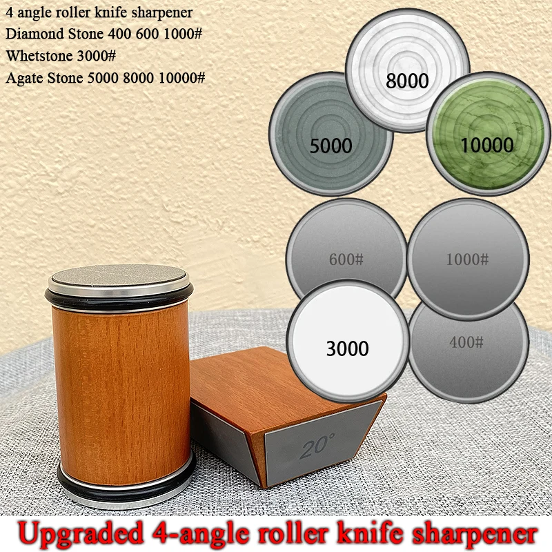 15/18/20/22° Fixed Angle Magnetic Rolling Knife Sharpener Diamond Whetstone Agate Stone Kitchen Roller Knife Sharpening System