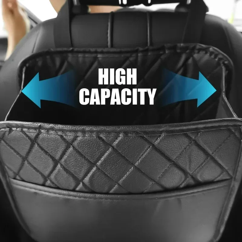 Multifunctional Car Seat Storage Bag PU Leather Storage Organizer Garbage Storage Bag Hanging Seat Back Tissue Water Cup Holder