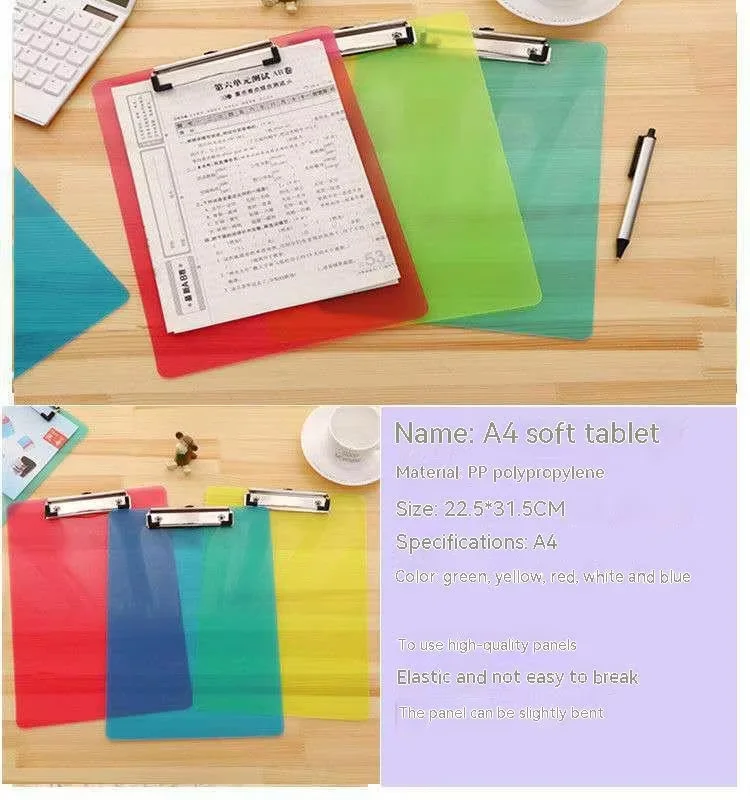Papan Klip A4 A5 dengan Kait Plastik Papan Klip Folder File Tempat Dokumen Transparan Warna Permen Klip Papan Tulis Siswa