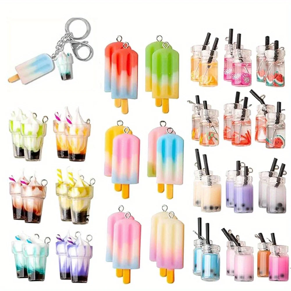 4/20/40pcs Multi-color Ice Cream&cold Drink Shaped Resin Pendants,DIY Bracelets,necklaces,earrings,party Decoration Accessories