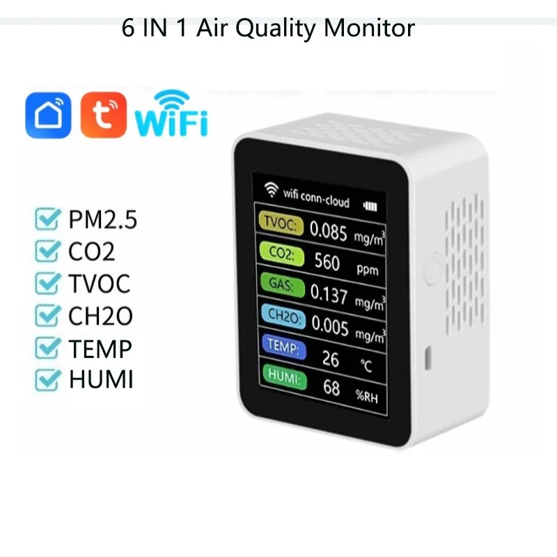 

Smart Air Quality Monitor with Semiconductor Sensor for Home Office Real Time Detection of PM2 5 CO2 Temperature and Humidity