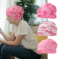 Pink Breast Cancer Awareness Hats With Elastic Band And Pink Ribbon Pattern Casual Breathable Awareness Hat For Women Stretchy