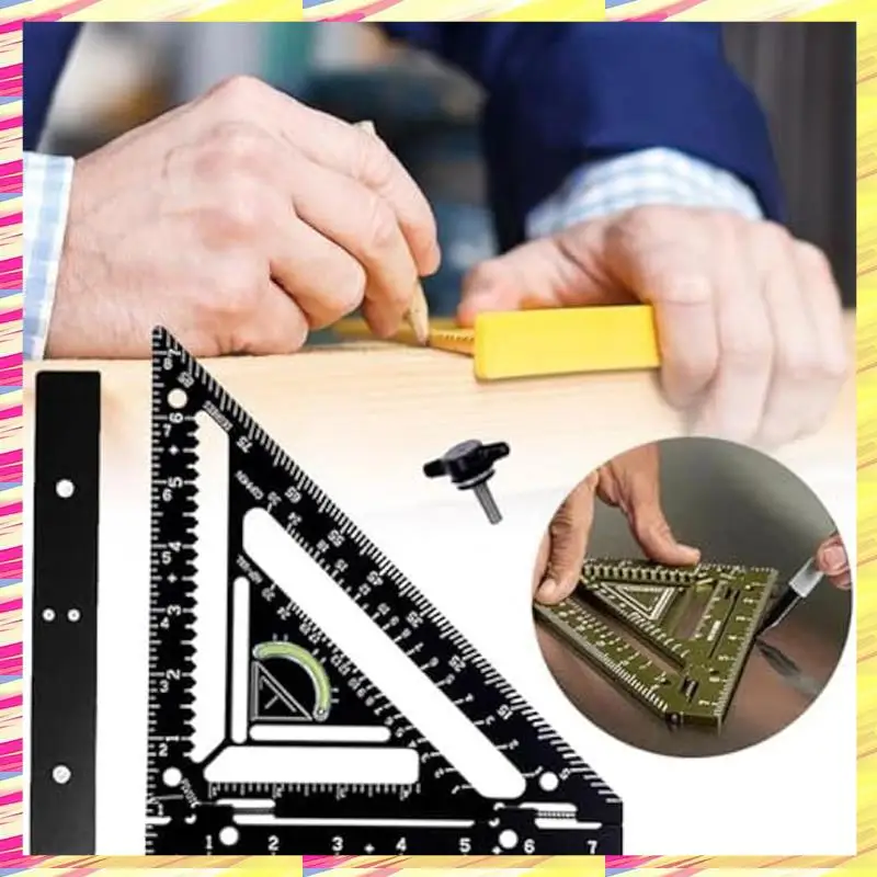 ABJJ 4Pcs Innovative Rafter Square Tool, Rafter Square Tool,Rafter Square,High Precision Triangle Ruler With Jig Block