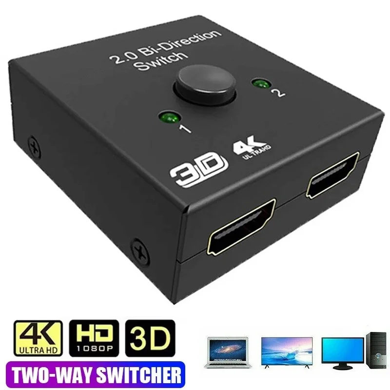 HDMI-compatible Splitter 2 Ports Bi-directional HDTV Switcher 1 In 2 Out HDTV Converter For PS4 Pro/4/3 TV Box Switcher Adapter