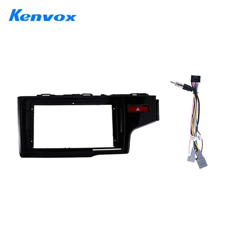 KENVOX Car Android Radio Frame For Honda Jazz Fit RHD 2014 2017 9 inch 2DIN Fascia Stereo Panel Harness Wire Canbus Box Cord