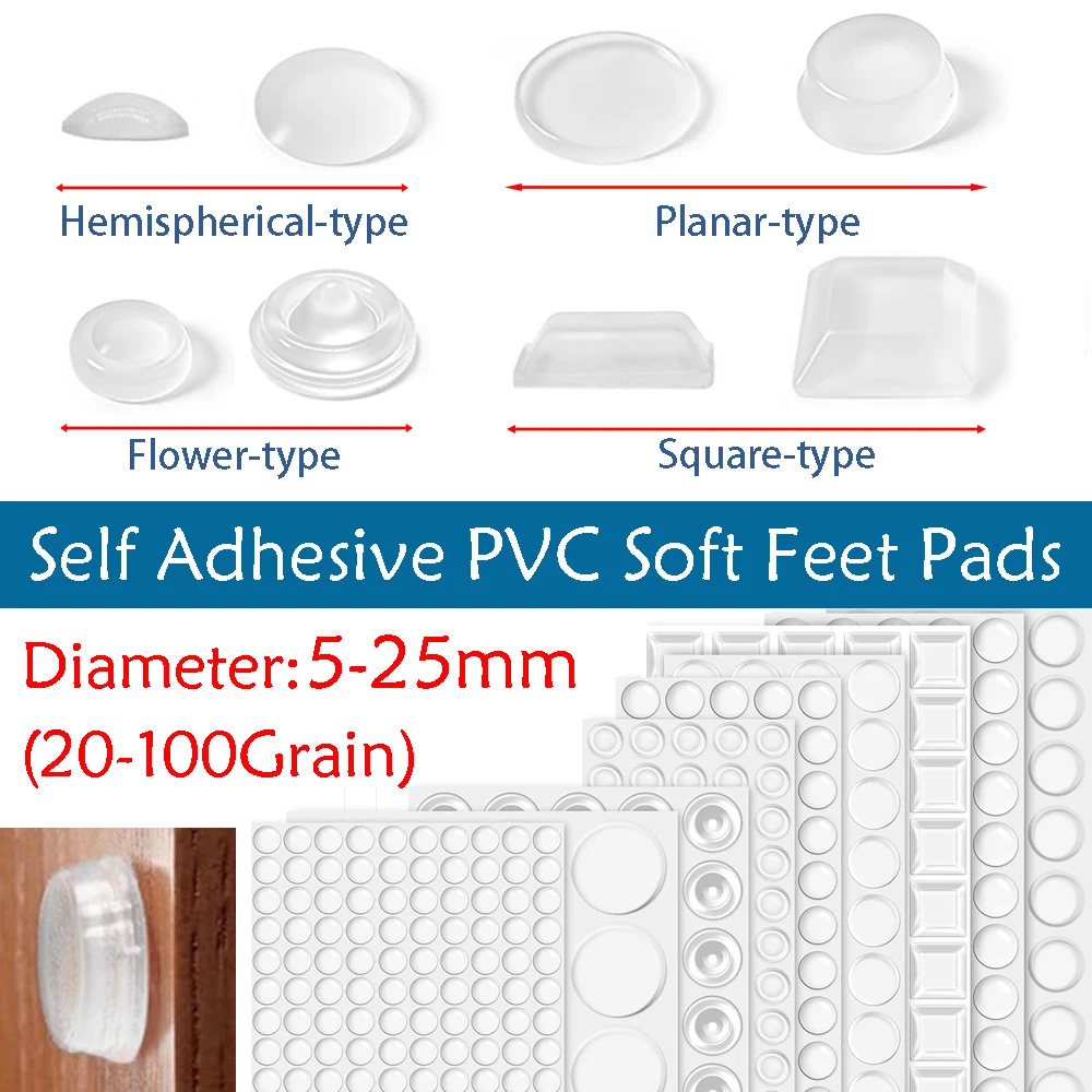 24-100Pcs Clear Self Adhesive Silicone Feet Pads Circular Dome Rubber Damper Buffer Cushion Furniture Cabinet Drawer Door Bumper