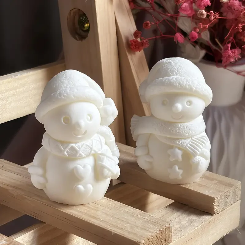 3D Weihnachten Schneemann Silikon Form Santa Handwerk Dekor DIY Duft Kerze Form Harz Schokolade Kuchen Backen Liefert