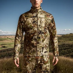 Men's Traverse Jacket 3-layer Film Stand collar composite polar fleece outdoor Camouflage Hunting Wear Fishing jacket