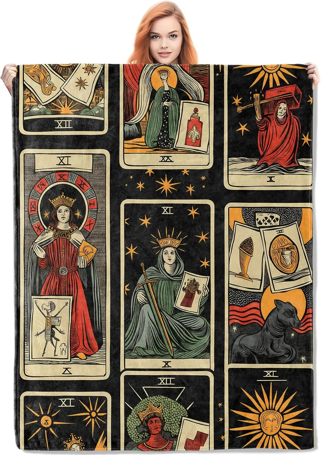 

Tarot Cards Flannel Blanket Tarot Cards Gifts Mystical Blanket for Divination Enthusiasts Women Soft Lightweight Custom blankets
