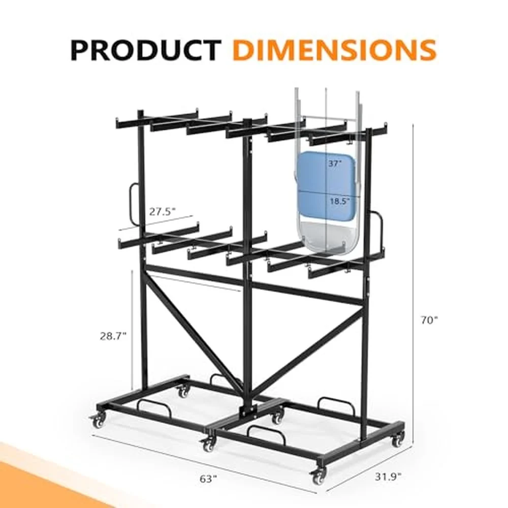 Double Tier Chair Rack Holds 84 Chairs or 12 Tables 1000 lb
