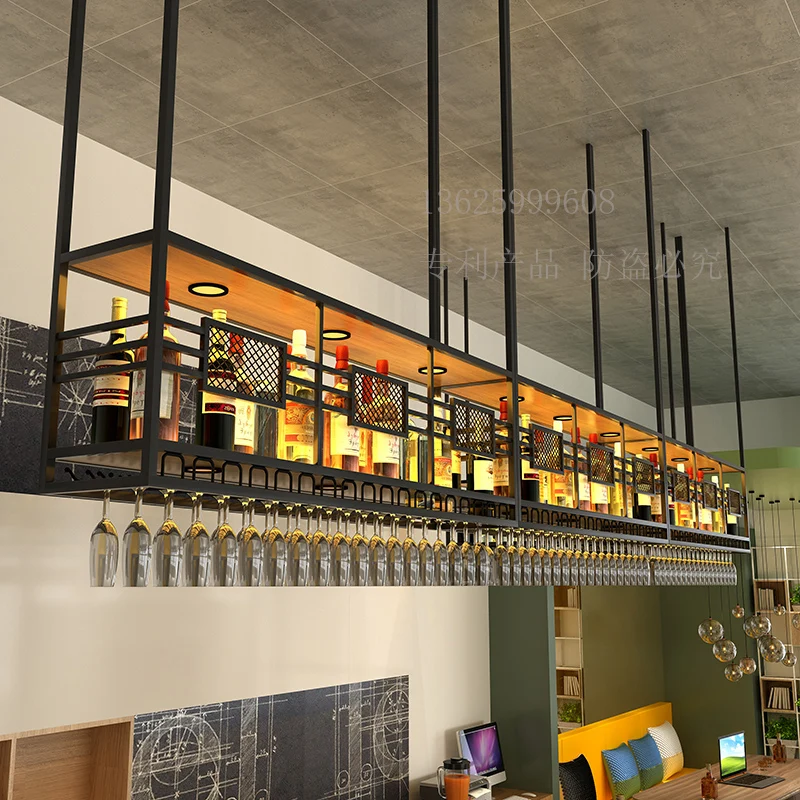 

Bar hanger Hanging cabinet Wine rack Shelf upside down Wrought iron wine glass rack Metal customization is simple