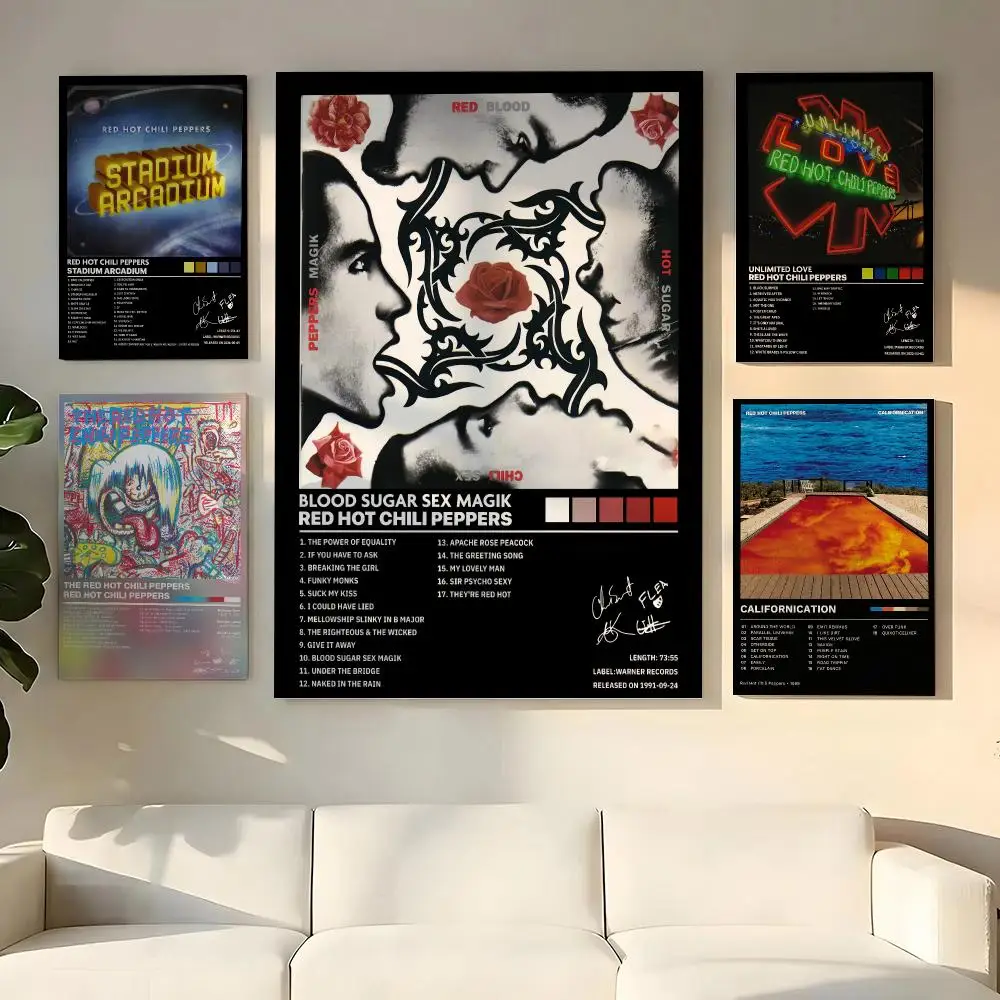 Band R-Red Hot Chili Peppers Painting Calligraphy Wooden Framed Canvas Poster Wall Art HD Waterproof Print Home Decor