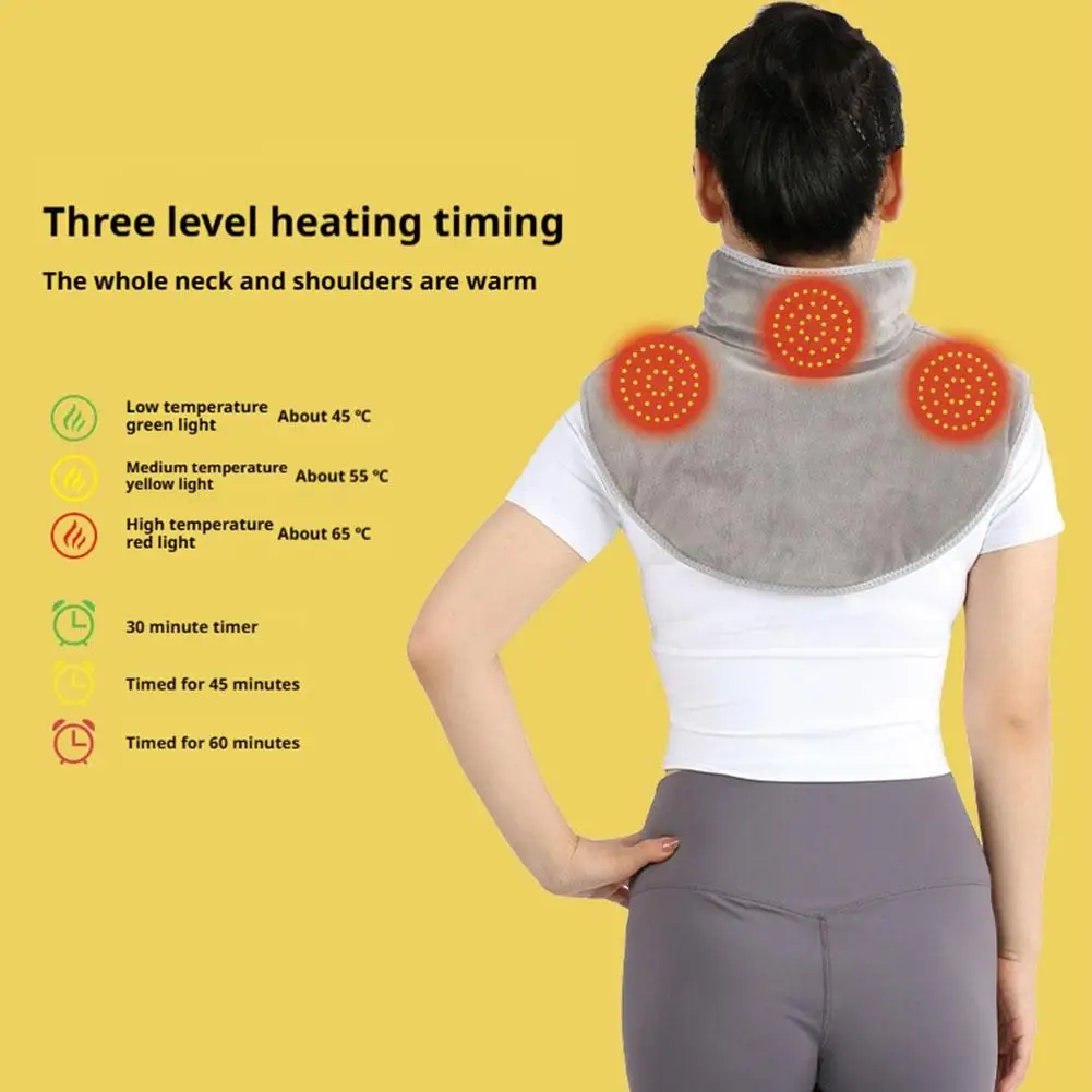 แผ่นประคบร้อนไฟฟ้าสำหรับคอและไหล่ แบบ USB ผ้าคลุมไหล่ให้ความร้อน บรรเทาอาการปวด ดูแลต้นคอ ผ้าฟลีซนุ่ม ใช้สำหรับฤดูหนาว