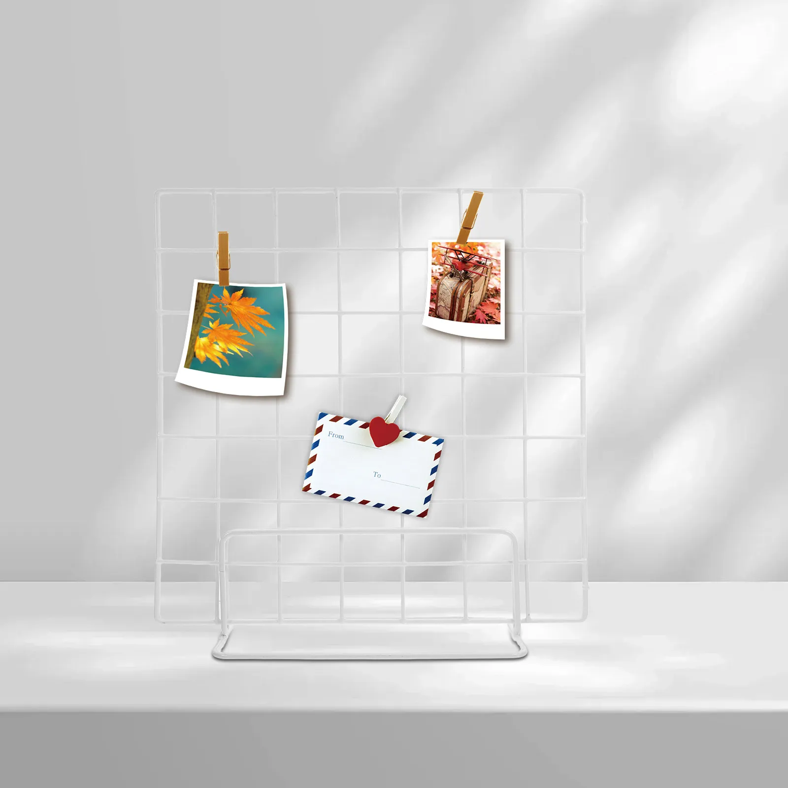 2Pcs Multifunctional Grid Display Rack Iron Wire for Desktop Photo Hanging Tabletop Panel Stand Craft Show Organizer