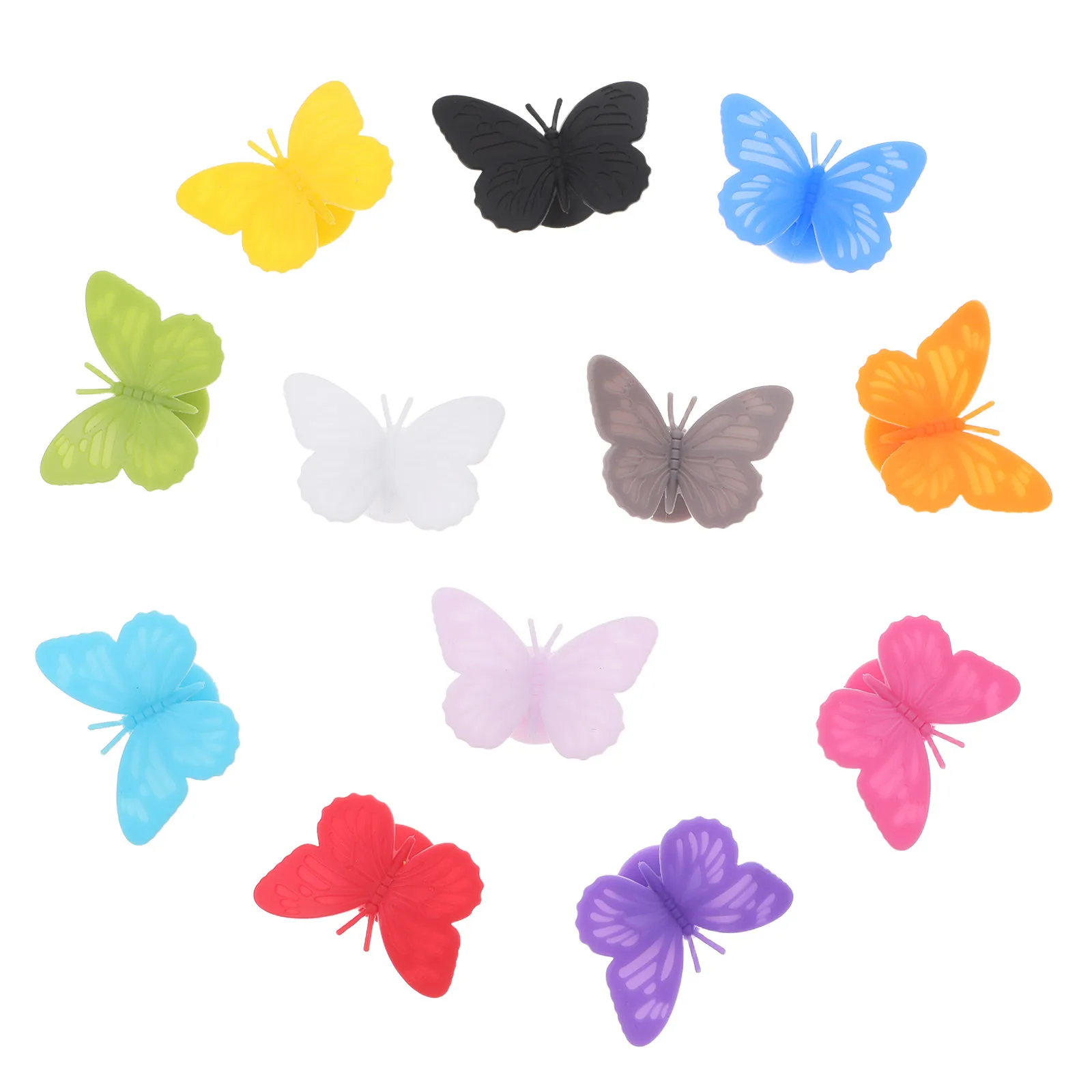 12 Pcs Silicone Wine Glass Labels Butterfly Drink Markers Charms For Glasses Tag Drinking Barware Cup Identifiers  For Party