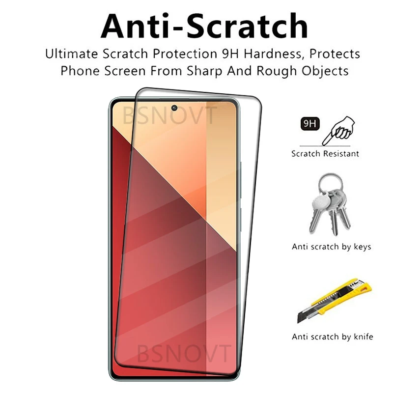 1/2/3/4PCS For Xiaomi Redmi Note 13 Pro Glass Redmi Note 13 Tempered Glass Full Cover Glue 9H Screen Protector Redmi Note 13 Pro