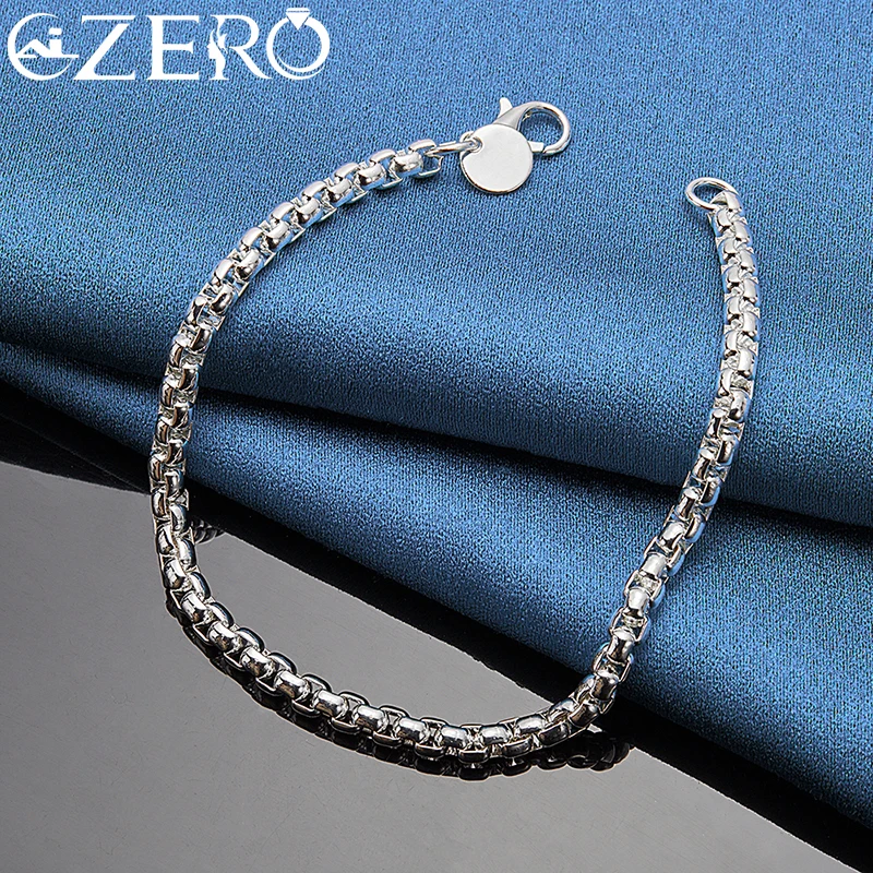 ALIZERO 18-karatowe złote bransoletki 925 Sterling Silver 4mm Okrągła bransoletka z łańcuszkiem dla kobiety Mężczyzna Biżuteria modowa Prezent ślubny — zdjęcie 6