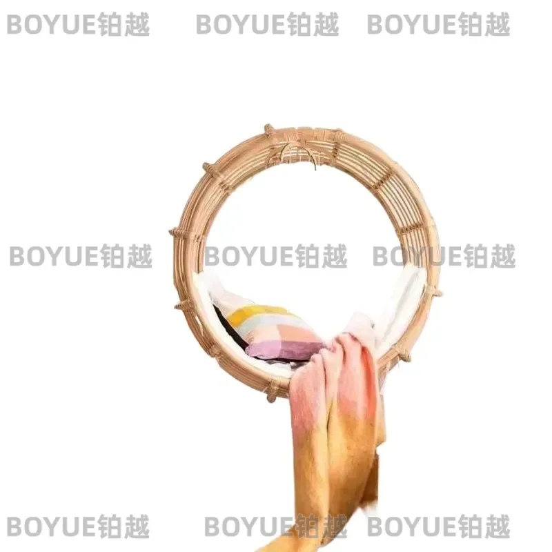 Round Hanging Basket Chair Indoor Outdoor Swing Hammock Imitation Rattan Cradle Seat for Balcony Patio Garden Home Decor