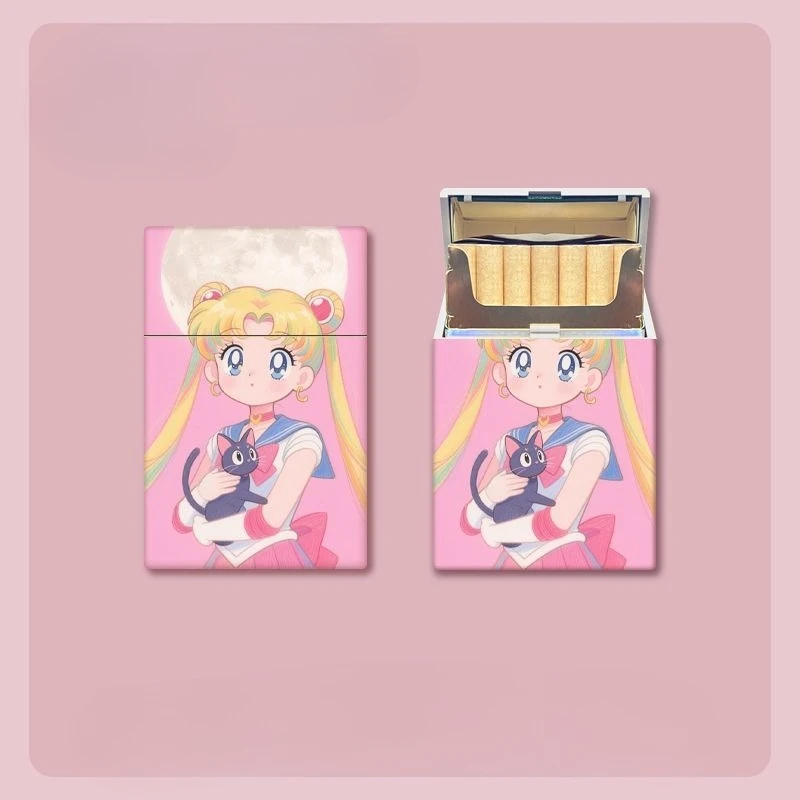 

Sailor Moon Anime Kawaii Peripheral Plastic Cigarette Box Creative Personality Cute Cartoon 20 Pack Storage Small Box Wholesale