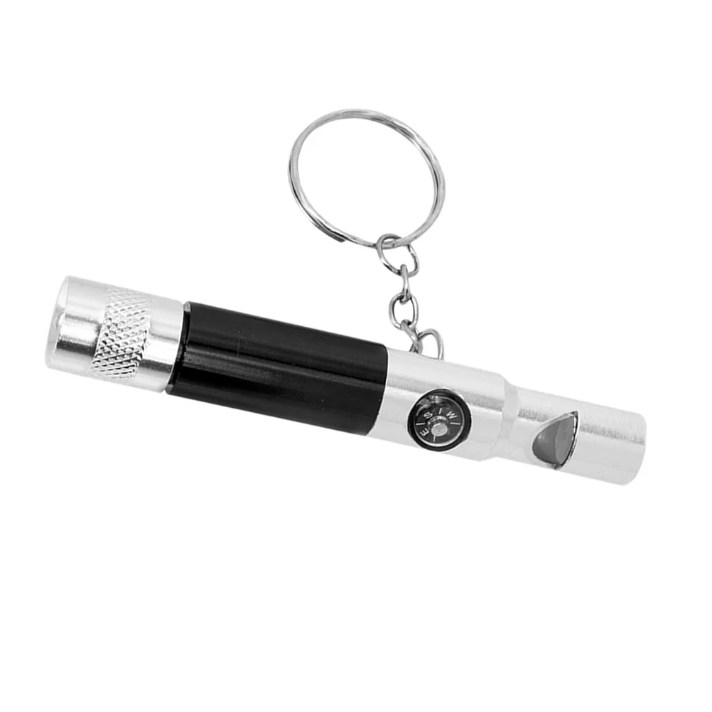 Survival Whistle With Compass Flashlight Keychain Outdoor Emergency Tool For Camping Hiking Safety Multifunctional Aluminum