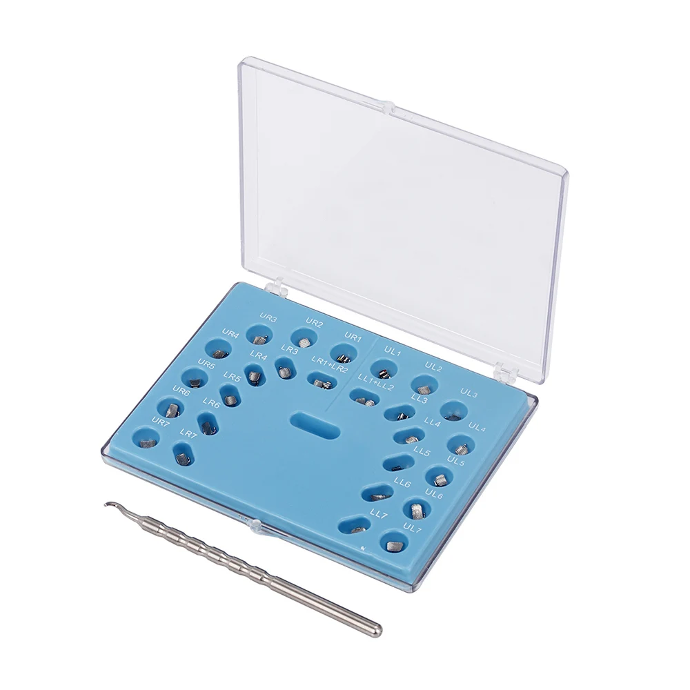 AZDENT Zahnspangen, kieferorthopädische Zahnspangen, Metall, aktiv, selbstligierend, Mini Roth 0,022 Haken, 3–4–5 Bukkalröhrchen, Zahnmedizin-Werkzeug – Detail 3