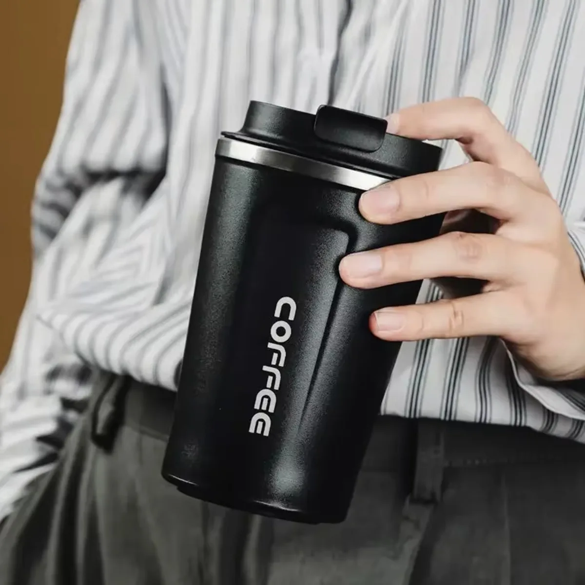 380/510ml Stainless Steel Coffee Mug Leak-Proof Tea Coffee Cup Travel Thermal Mug Office Business Thermos Car Insulated Bottle