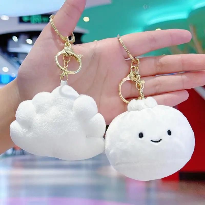 Entzückender chinesischer Dim-Sum-Plüsch-Schlüsselanhänger, flauschiger Dampfnudel-Puppenanhänger, niedliche Taschenaccessoires für Feinschmecker und Anime-Fans. – Detail 2