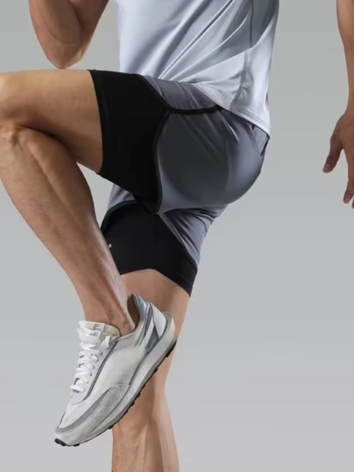 Men's Running Shorts Fitness Training Equipment Loose Quick Dry Three-quarter Length with Inner  Marathon Athletic Shorts