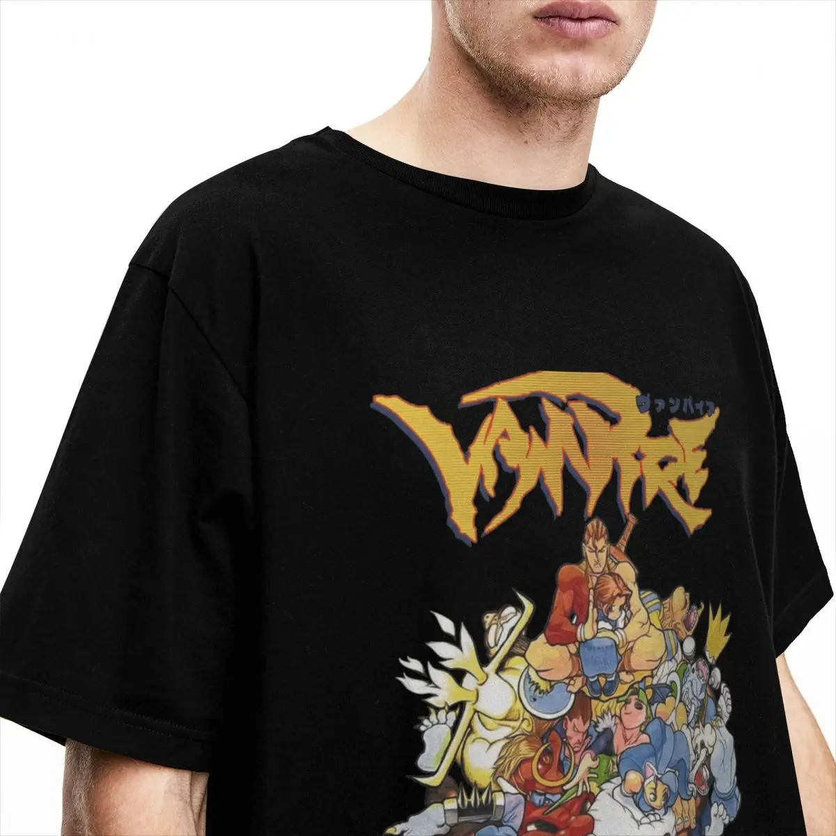 Vampire The Night Warriors T Shirts Merch Men Women 100% Cotton Fun Darkstalkers Tee Shirt Short Sleeve Clothes Plus Size