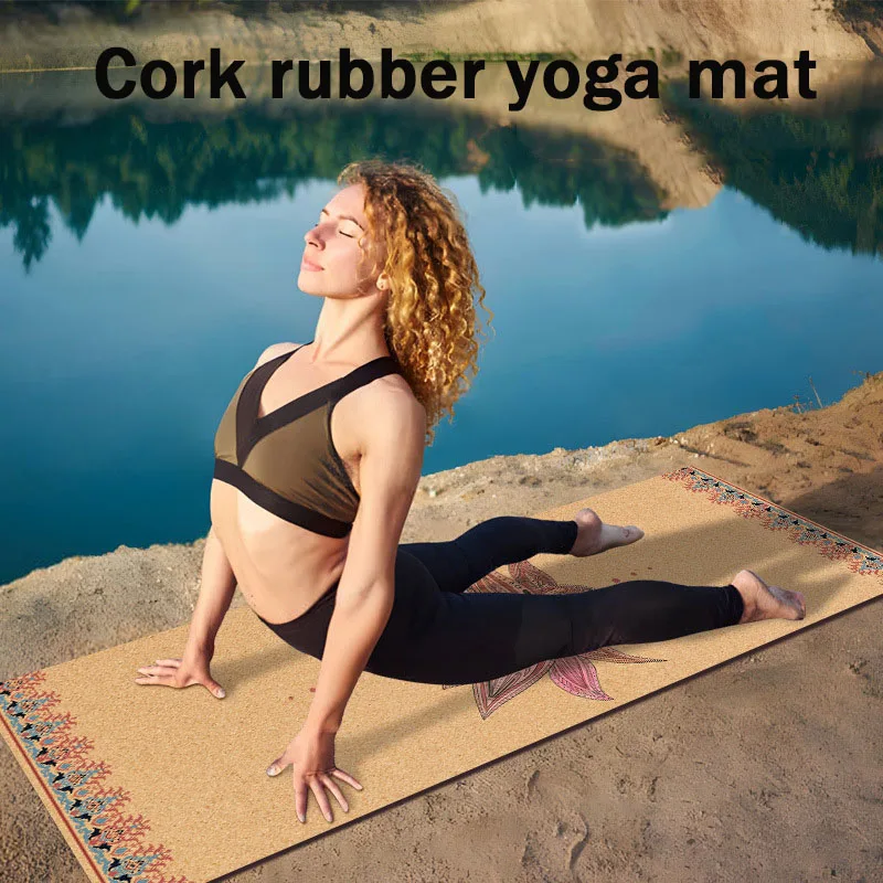 

183*61*0.5CM Cork Yoga Rubber Mat for Home Use, Anti Slip and Shock-absorbing Pilates Fitness Yoga Mat, Outdoor Meditation Mat