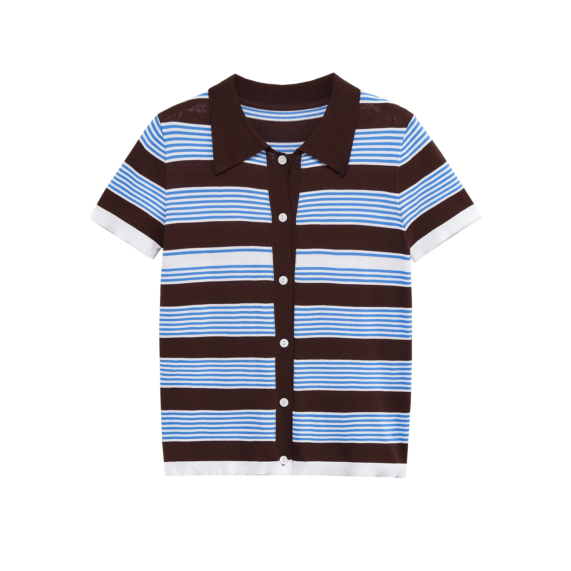 Women's Crochet Stripe Short Sleeve Cardigan Y2K Top Bolero Cozy Sweater Knit Summer Outerwear Thin Top 3920203