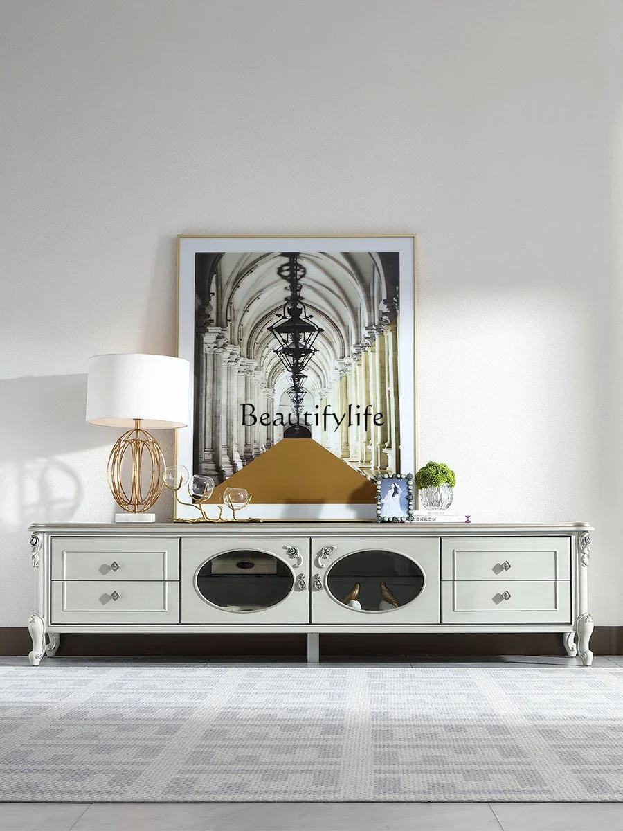 

FG26French Entry Lux Solid Wood TV Cabinet European-Style Mogul Art Carved Storage Floor Cabinet