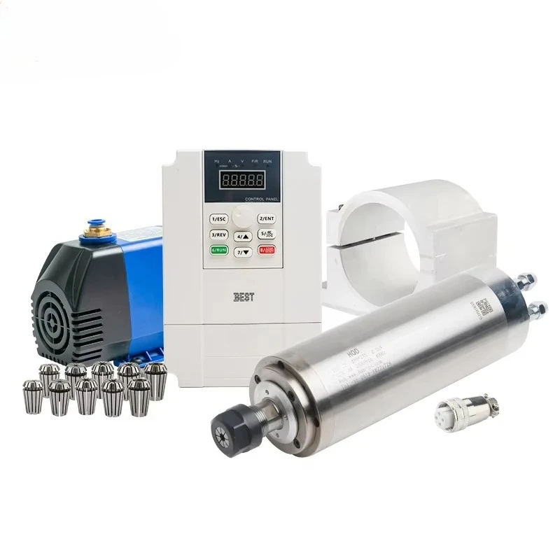 High Speed 24000rpm Cnc Router Machine Spindle With Inverter 2.2 Kw 220v Er20 80mm Kit Engraving for Wood Cutting