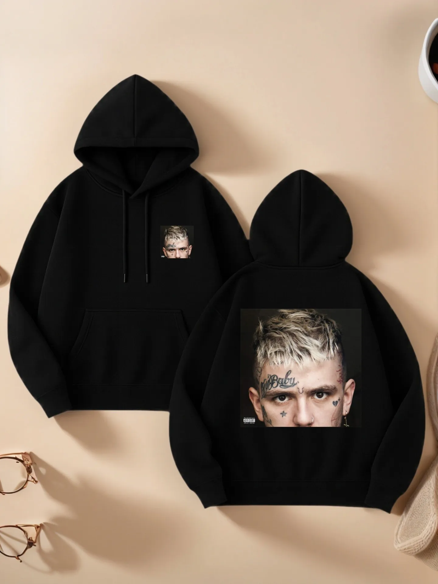 Sudadera con capucha gráfica, estética streetwear, estampado gráfico, uso diario informal, para hombres jóvenes