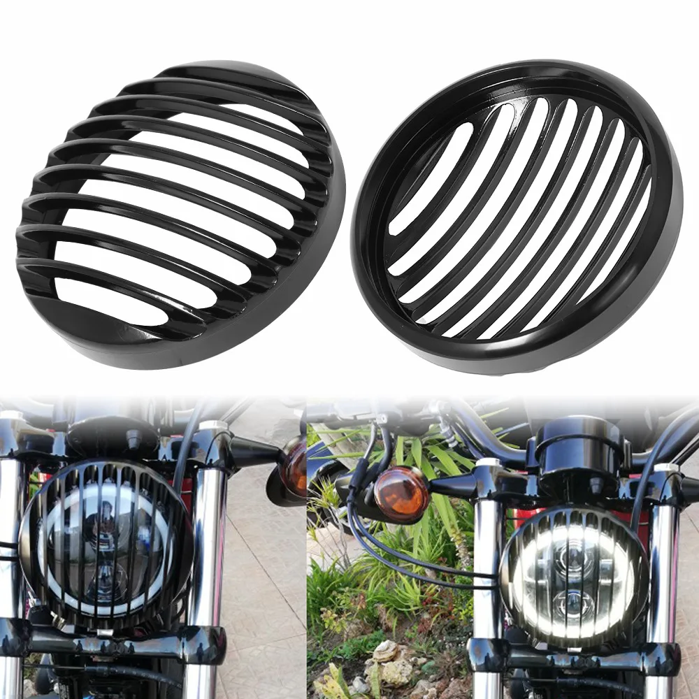 Aluminum Black Grille Headlight Cover Modified Headlamp Shade Fit for Ha rley XL883 XL1200 Dyna Softail Motorcycle Accessories