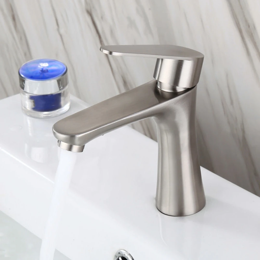 

Basin Sink Bathroom Faucet Countertop Mounted Single Cold Water Basin Faucet Toilet Faucet Stainless Steel Small Waist-ABLI