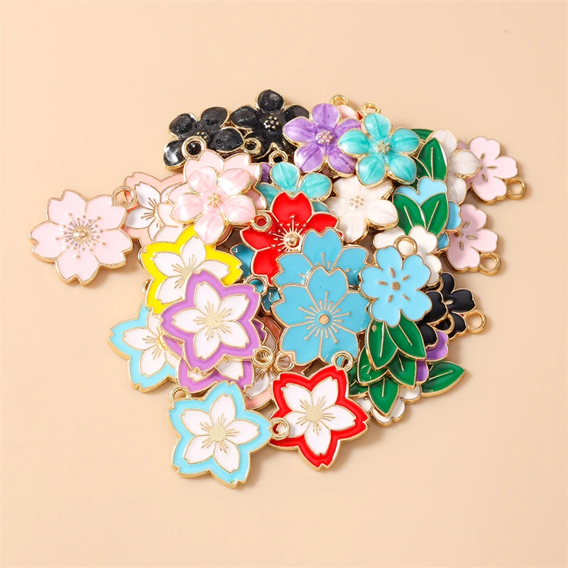 20 Stück niedliche, bunte Emaille-Blumenanhänger zum Basteln von Halsketten, Ohrringen, Armbändern, DIY-Bastelarbeiten und Schmuckzubehör ﻿ – Detail 4