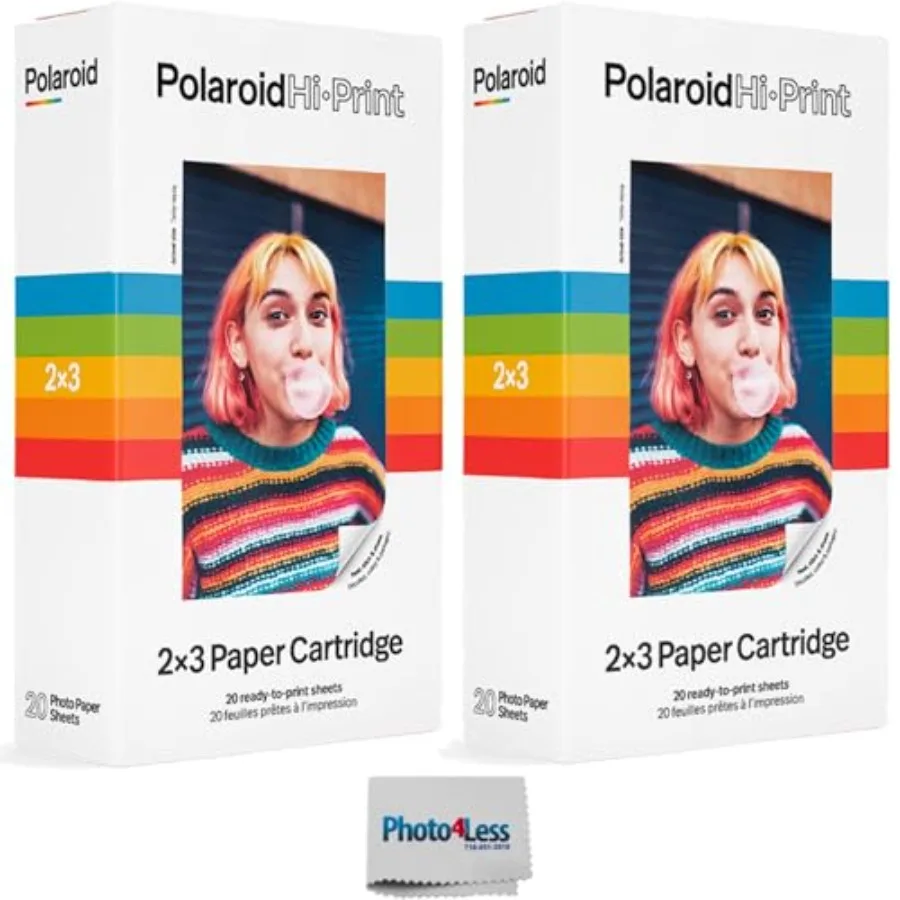

Polaroid Hi-Print - Картридж с бумагой 2X3, 20 листов x2, комплект с салфеткой для чистки (3 предмета)