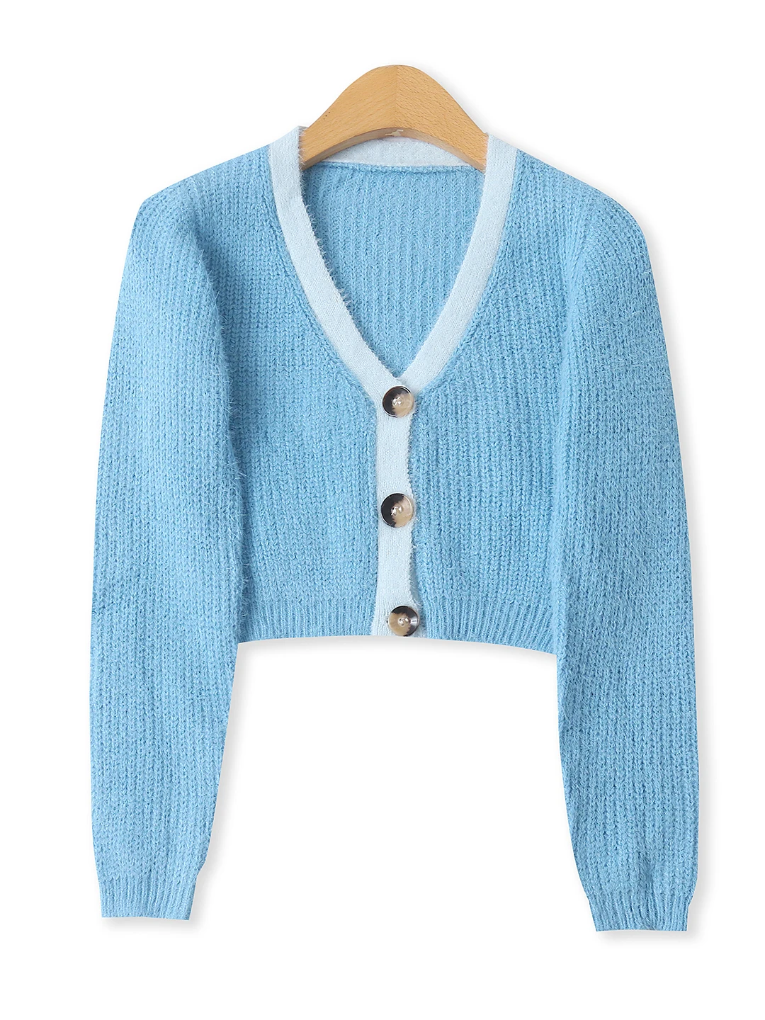 

Slim Fit V-Ne Long Sve ort Cardigan Women's Faionable Versatile Spring New Arrival Knitted Sweater Single Button Design