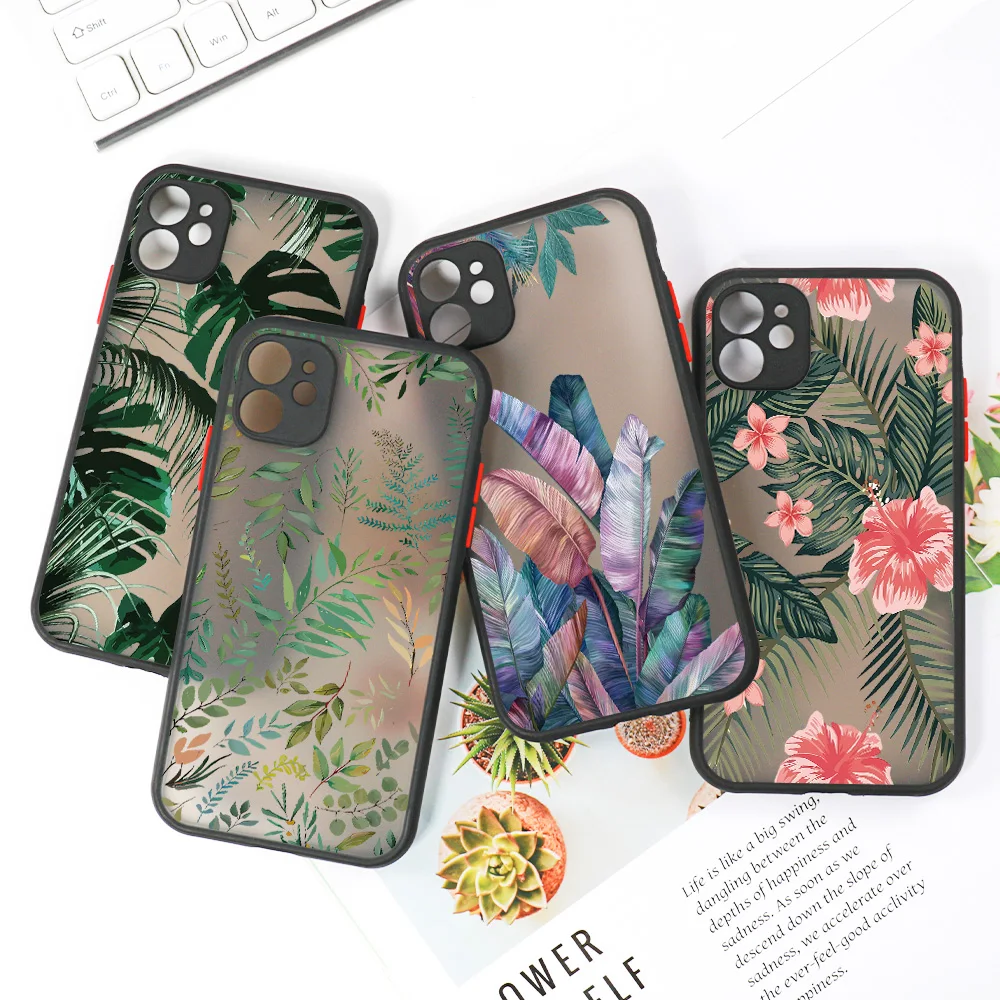 Green Plants Case For iPhone 15 Pro Max Cases 11 12 13 14 Pro Max 14 Plus X XR XS Max 6S 7 8 Plus SE 20202 2022 12 13 Mini Cover